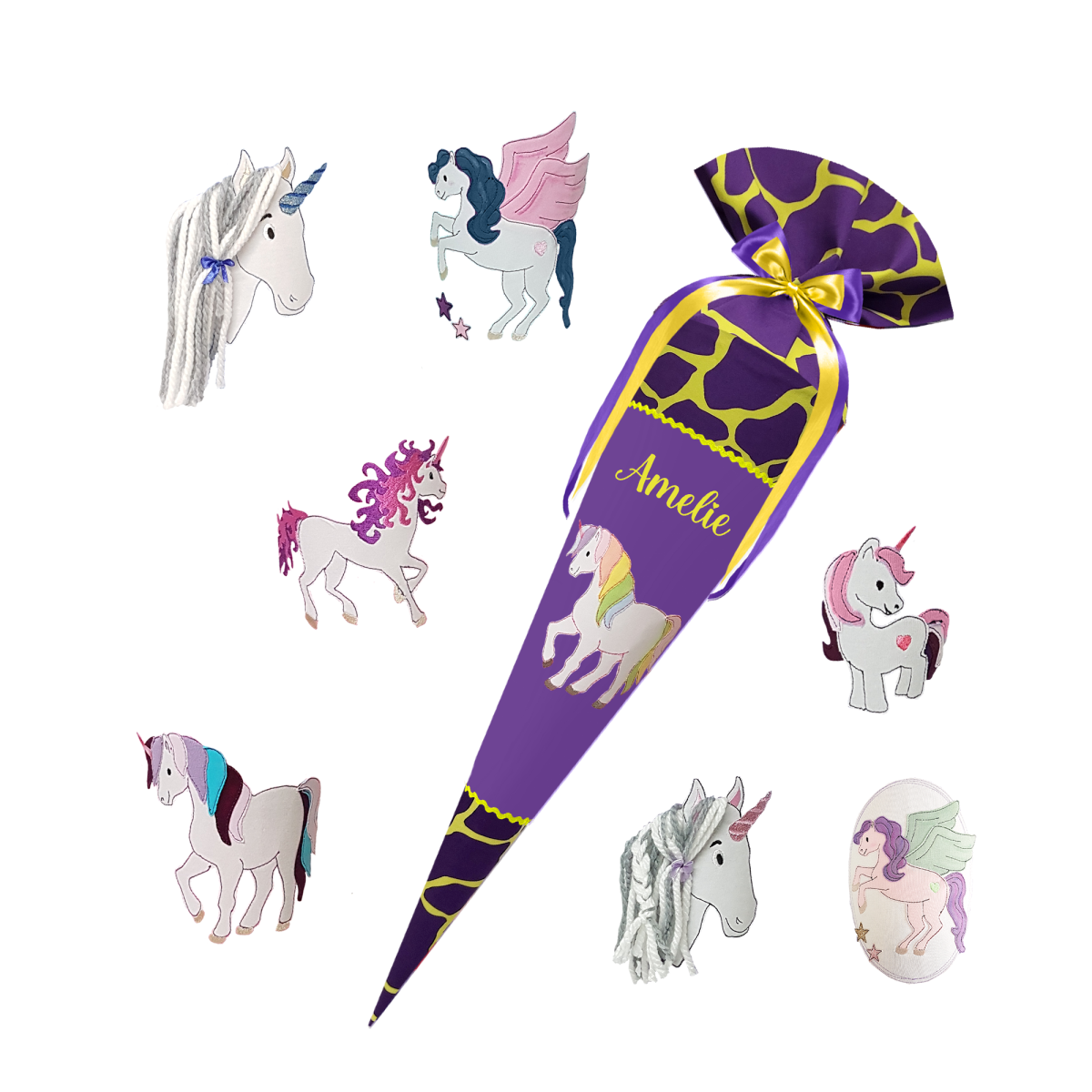 Schultüte passend zum Ergobag – Subärkraft – Einhorn 3D Mähne, Wollmähne, Pegasus – Bild 2